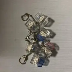 クリアプラスチックキーホルダー 6個セット　キーキャップ　キー　青軸