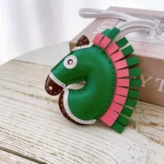 お馬バッグチャーム キーチェーン タッセルペンダント ウマ うま グリーン