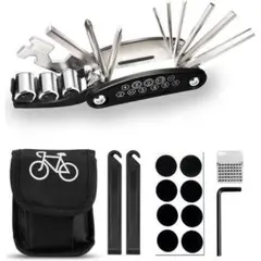 修理キット パンク 自転車用工具 16in1多機能 セット 小型携帯マルチツール