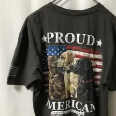 N-4939 BUCK WEAR アメリカ古着 星条旗 犬 Tシャツ 半袖 L