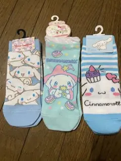 お値下げ　レディースソックス　サンリオ　シナモロール 3足セット