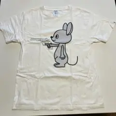 キューン　cune ネズミ　拳銃　プリント　Ｔシャツ　Ｍサイズ　ホワイト
