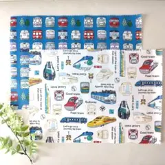 【ハンドメイド】ラミネート　ランチマット2枚セット　新幹線　電車　防水　撥水