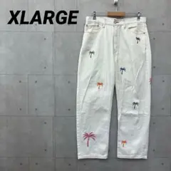 XLARGE エクストララージ デニム ヤシの木刺繍 メンズ 白 34