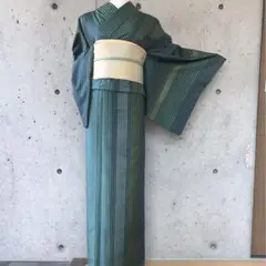 本場縞大島紬 上質な縞柄の紬お着物 B品 身幅広め