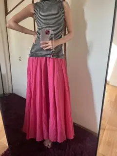 shocking pink long skirt