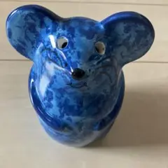 青いネズミの陶器置物　イタリア製