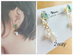 ★No.69 2way ドライフラワー かすみ草 ピアス レジン