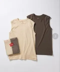 コットン100% ノースリーブTシャツ 茶のみ