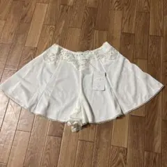 未使用ノエビアストレッチレース付きフレアパンツペチコートホワイトMサイズ