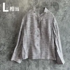 a4135【KORET】スタンドカラージャケット 薄手 ラメ糸 シニア ミセス