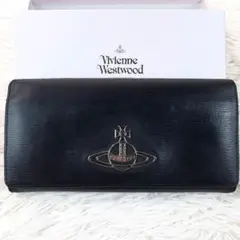 【美品】ヴィヴィアンウエストウッド 長財布 二つ折り シルバーオーブ ブラック