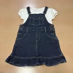 ダークデニム ジャンバースカートとTシャツ130㎝