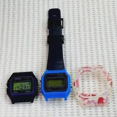 CASIO F-91W デジタル腕時計 ジャンク品とベゼルのセット