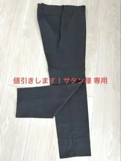 THE SUIT COMPANY②Lグレー チェック柄スリムフィット スラックス