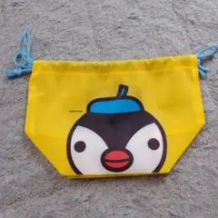 ペンギンデザイン 巾着ポーチ イエロー