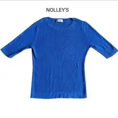 NOLLEY'S　ノーリーズ　リブニット　5分袖　半袖　ブルー　青