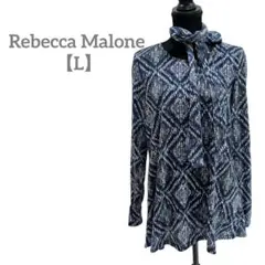 匿名配送✨Rebecca Malone 【L】長袖トップス 幾何学模様 ブルー系
