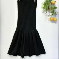【ELVENCE DEUX】ニットロングスカート　マーメイド　ラメ　黒　F