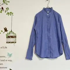 ユニクロ /イネス コットンフリルシャツ 長袖 ブルー S