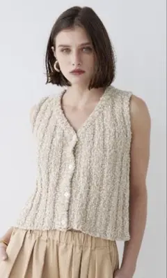 ALEXIA STAM ベージュ ニット ノースリーブベスト
