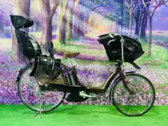 ❷4377 子供乗せ電動自転車ブリヂストン3人乗り26インチ良好バッテリー