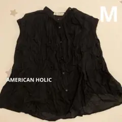 アメリカンホリック シアー ブラウス ブラック ノースリーブ Mサイズ