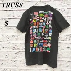 R5162 トラス【S】 POLYSICSロゴプリント半袖Tシャツ ブラック 綿