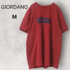ジョルダーノ メンズ 半袖 Tシャツ M 赤 プリント 綿100% クルーネック