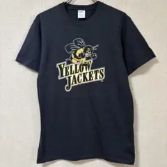 467 黒 yellowjackets アメリカ古着 Tシャツ プリント