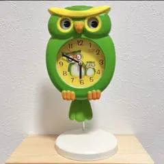 置き時計　フクロウ　緑