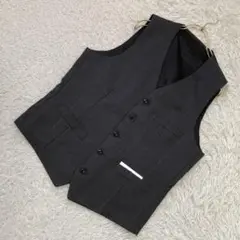 ［未使用］TAKEO KIKUCHI チェック柄ジレ チャコール M ビジネス