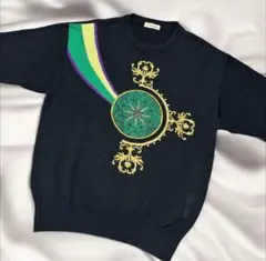 サマーニット　薄手　半袖　刺繍　古着　ヴィンテージ　日本製