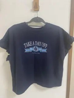 フリル袖 Tシャツ ネイビー