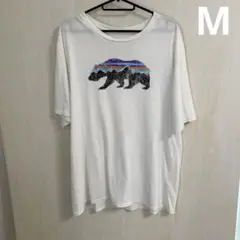ホワイト クマ グラフィック Tシャツ bear ベア ロゴ M