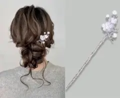 一本挿し 髪飾り かんざし ヘアアクセサリー 梅 シルバー 花 留袖