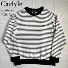 90s USA製 Carlyle スウェッ トレーナー ボーダー 刺繍 ビッグ
