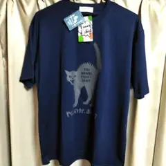 〘大人気〙PLUVIUS クイックドライ Tシャツ猫デザイン入り M ネイビー