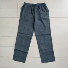 高島ちぢみ 涼風爽やかメンズパンツ Mサイズ ネイビーブルー 美品