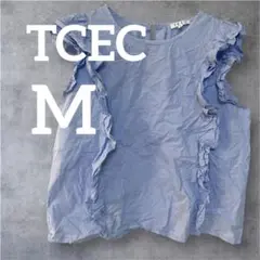 一点物✨匿名配送❣️TCEC 【M】ライトブルー フリル ノースリーブ