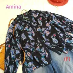 【美品】Amina エスニック柄　総柄シャツ　ブラウス　(F)