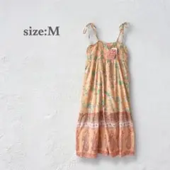 ティアードワンピース　キャミソールワンピース　インド服　新品　未使用品　花柄　M