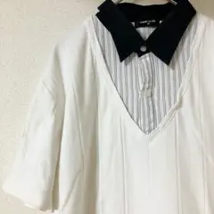コムサイズ 襟付き半袖シャツ Mサイズ 白系 古着