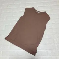 natural couture ノースリーブトップス リブ ブラウン シンプル