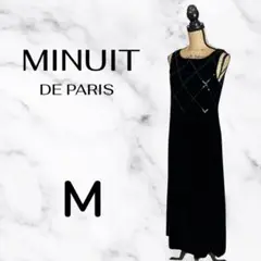 極美品✨【MINUIT】シルクベルベットワンピース　上品　絹　裏地　ビジュー　M