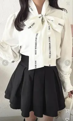 新品タグ　apres jour ロゴリボンボウタイブラウス