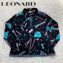 LEONARD レオナール 花柄 柄 シャツ ブラウス 大きめ 42 黒