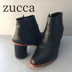 美品 zucca ズッカ ショートブーツ サイドジップ チャンキーヒール S 黒
