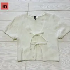 美品【エイチアンドエム】H&M 白の半袖ニットベスト　ボレロ　サイズM