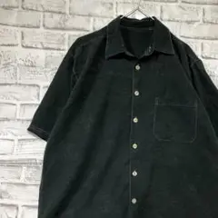半袖シルクシャツ！アロハ　ブラック　L 723